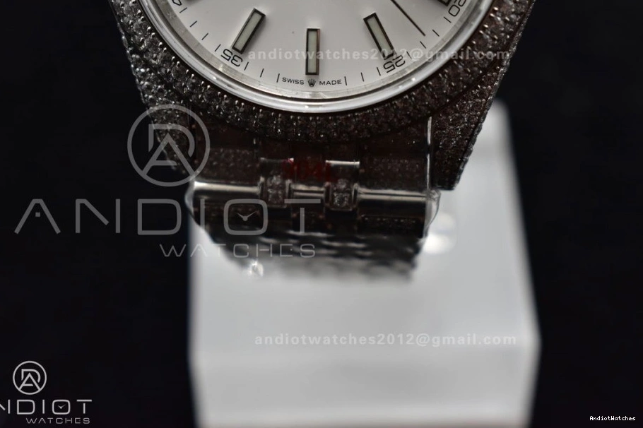 JDF 41mm Best Version White 906 Upgraded Stick Diamond Markers DateJust 0828